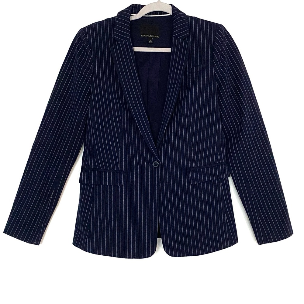 BANANA REPUBLIC STRIPY NAVY BLUE/ WHITE JACKET BLAZER SZ 6